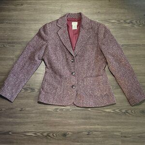 LL Bean  Maroon Wool/Silk Blend 2 Pocket Blazer Size S